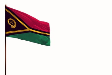 Fluttering Vanuatu isolated flag on white background, mockup with the space for your content.