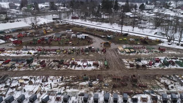 Aerial View of Getting Ready for an Amish Winter Mud Sale