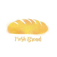 Fresh tasty bread isolated on white background. Watercolor style. Digital art painting.