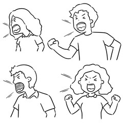 vector set of shouting people