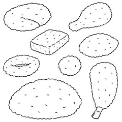 vector set of fried food