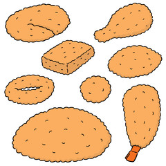 vector set of fried food