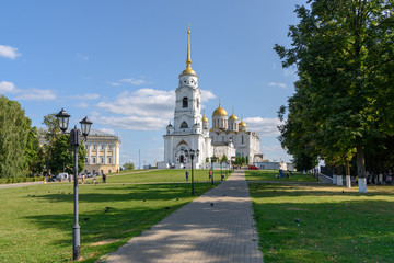 Park path leading to the Assumption Cathedral. Vladimir Russia