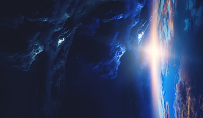 Deep space beauty. Planet orbit.