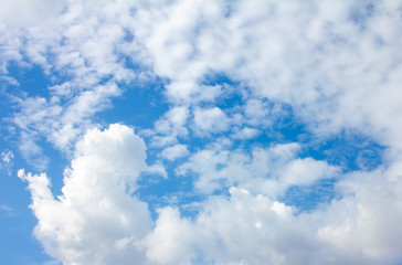 White heap clouds in the blue sky at the summer day.
