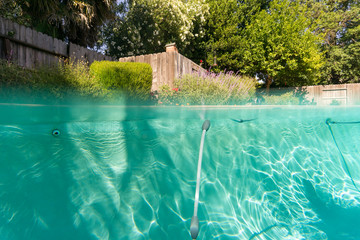 swimming pool backyard split screen