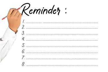business hand writing reminder list