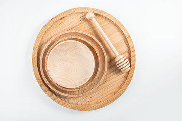 Natural wind green wooden tableware elm wood dish plate wooden plate honey stick