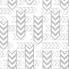 Trendy black and white chevron pattern, chevron arrow with modern sewing detail. Chevron pattern elements isolated on white background. 