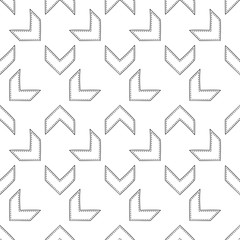 Trendy black and white chevron pattern, chevron arrow with modern sewing detail. Chevron pattern elements isolated on white background. 