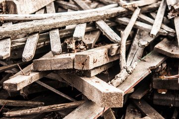 Pile of wood with nails