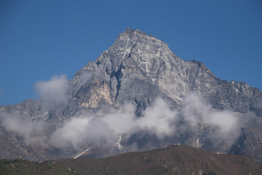 Mount Khumbila or Khumbu (5,761 m) one of the high Himalayan peaks in the Khumbu region north of nepal within the boundaries of Sagarmatha National Park.