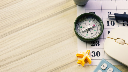  white  office  table for travel content.
