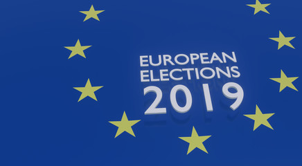 3D ILLUSTRATION OF EUROPEAN ELECTION 2019 