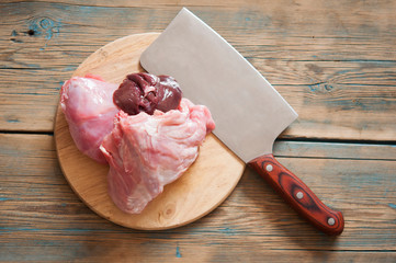 Raw rabbit meat ready to be cooked.