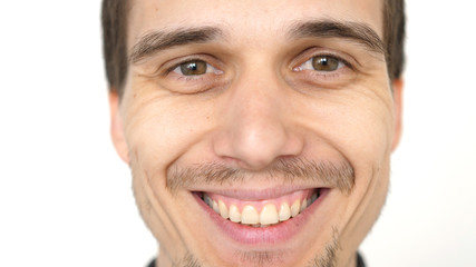 Obraz premium Face of young attractive successful man on a white background