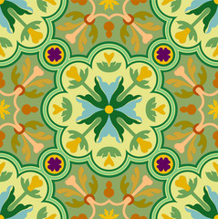 green and yellow leaf texture, seamless autumn floral background for fabric