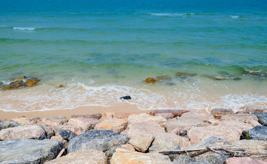 Wave & Sand beach background , holiday or relax in summer concept.