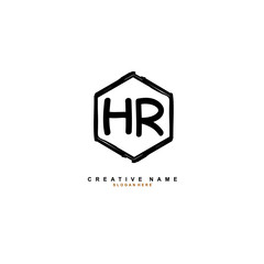 H R HR Initial logo template vector. Letter logo concept
