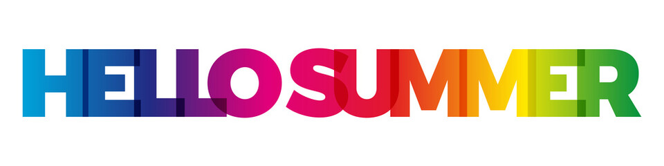 The word Hello Summer. Vector banner with the text colored rainbow. © puckillustrations