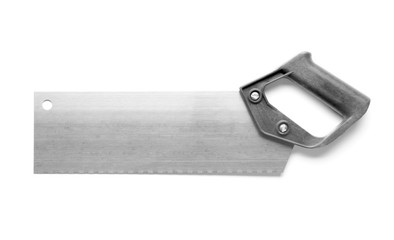 Carpenter's saw on white background