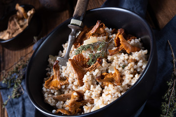 Kaszotto- polish risotto from barley groats with mushrooms