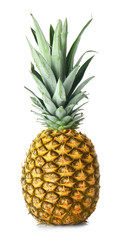 Ripe pineapple on white background