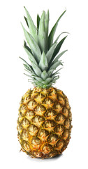 Ripe pineapple on white background