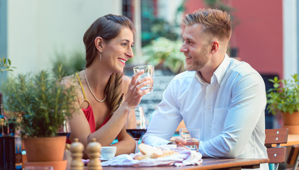 Young couple at restaurant