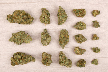 Cannabis buds from above.