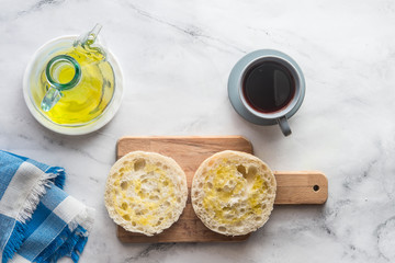 Mollete and oil (typical andalusian breakfast)