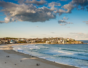 bondi beach view at sunset dusk near sydney australia