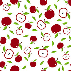 Fresh apple background. Seamless vector pattern with apple. Vector seamless pattern - Vector