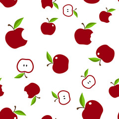 Fresh apple background. Seamless vector pattern with apple. Vector seamless pattern - Vector