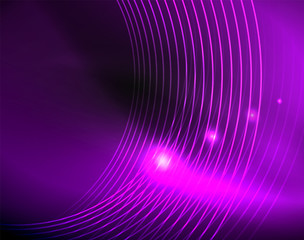 Dark space with neon color glowing lights abstract background