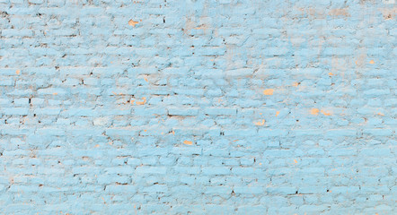 Light blue brick wall texture, panoramic background