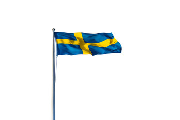 Swedish flag isolated on a white background. Swedish flag fluttering on wind. Sveriges nationaldag. National Day of Sweden. Swedish Flag Day.