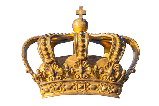Swedish Royal Crown isolated on white background. Symbol of Swedish Kingdom. National Emblem. Golden Royal Crown of Sweden. National Day of Sweden..