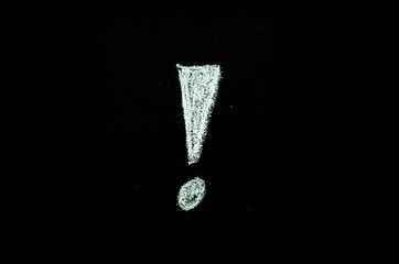 exclamation mark drawn on chalkboard