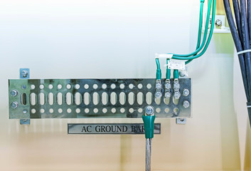 Grounding electric bar - part of telecommunication equipment in server room
