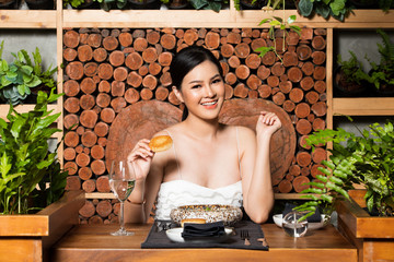 Famous Celebrity CEO Asian Beautiful Woman in white gown open shoulder have review India Japanese...