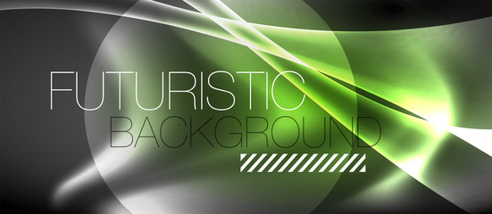 Glossy glowing neon light wave background