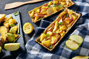 pineapple and apple sweet tart, top view