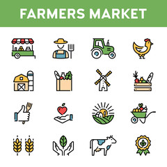 Vector Farmers Market Icon Set