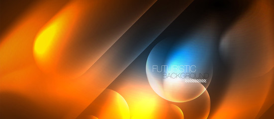 Blue neon round shapes techno background