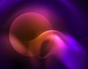 Shiny metallic neon waves vector design