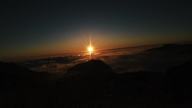 Sunset Mountain View sun going down behind the clouds