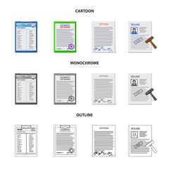 Isolated object of form and document sign. Collection of form and mark stock vector illustration.