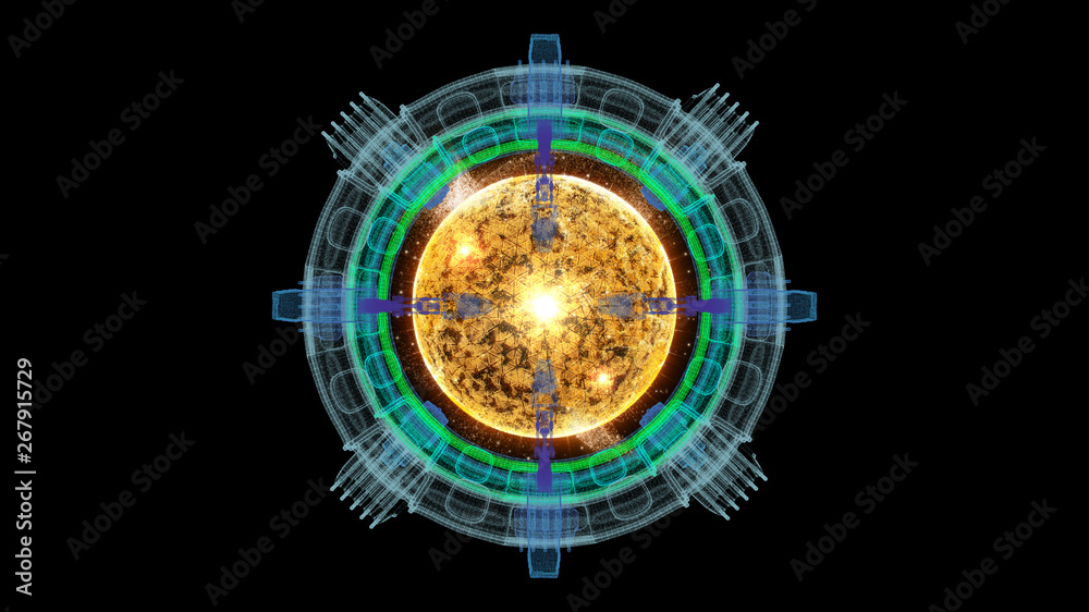 Poster Futuristic graphic user interface head up display screen with digital holographic Nuclear Fusion energy simulator display for digital background
