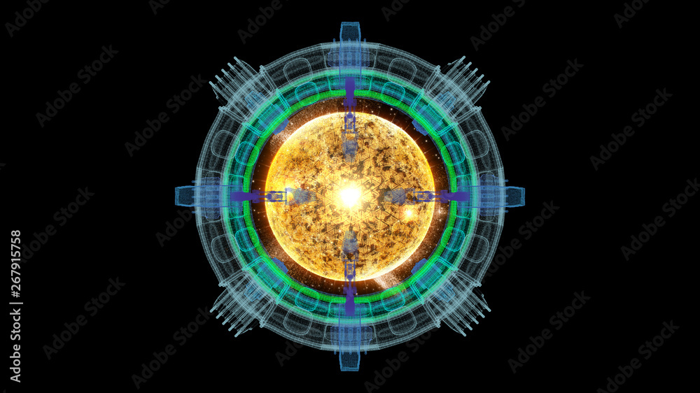 Poster Futuristic graphic user interface head up display screen with digital holographic Nuclear Fusion energy simulator display for digital background